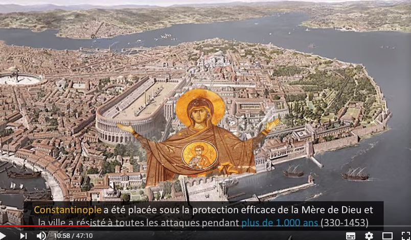 Constantinople a ete consacree et placee sous la protection efficace de la mere de dieu et la ville a resiste a toutes les attaques pendant plus de 1000 ans 330 1453