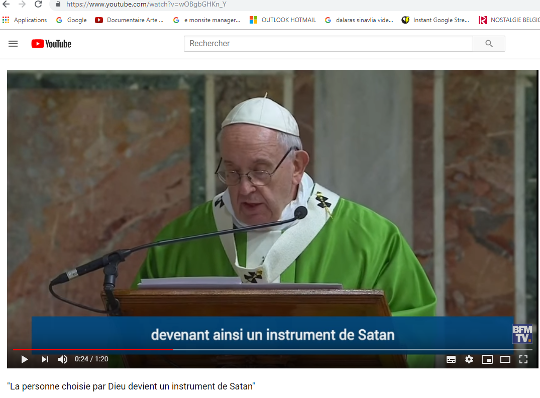 La personne choisie par dieu devient un instrument de satan 24 2 2019 le pape francois