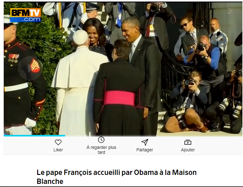 Le pape francois accueilli par obama a la maison blanche