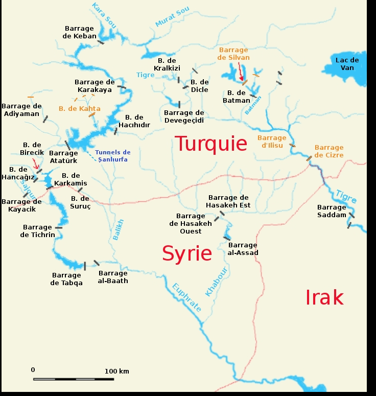 Les barrages irak syrie turquie le long de l euphrate