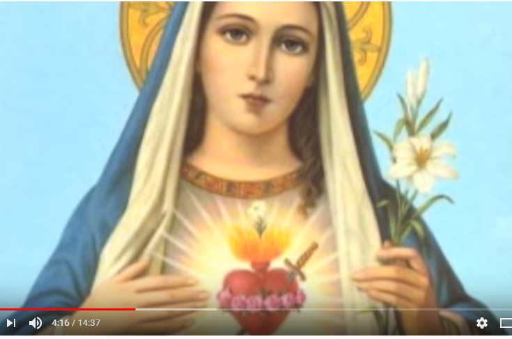 Marie apparition san damiano avec lys en main