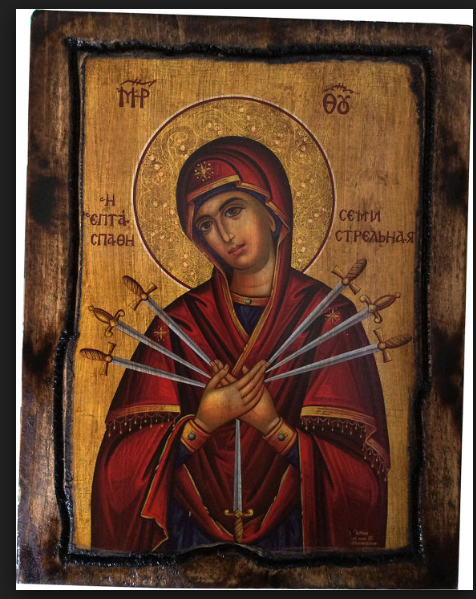 Marie avec les sept epees byzantines lui transpercant le coeur